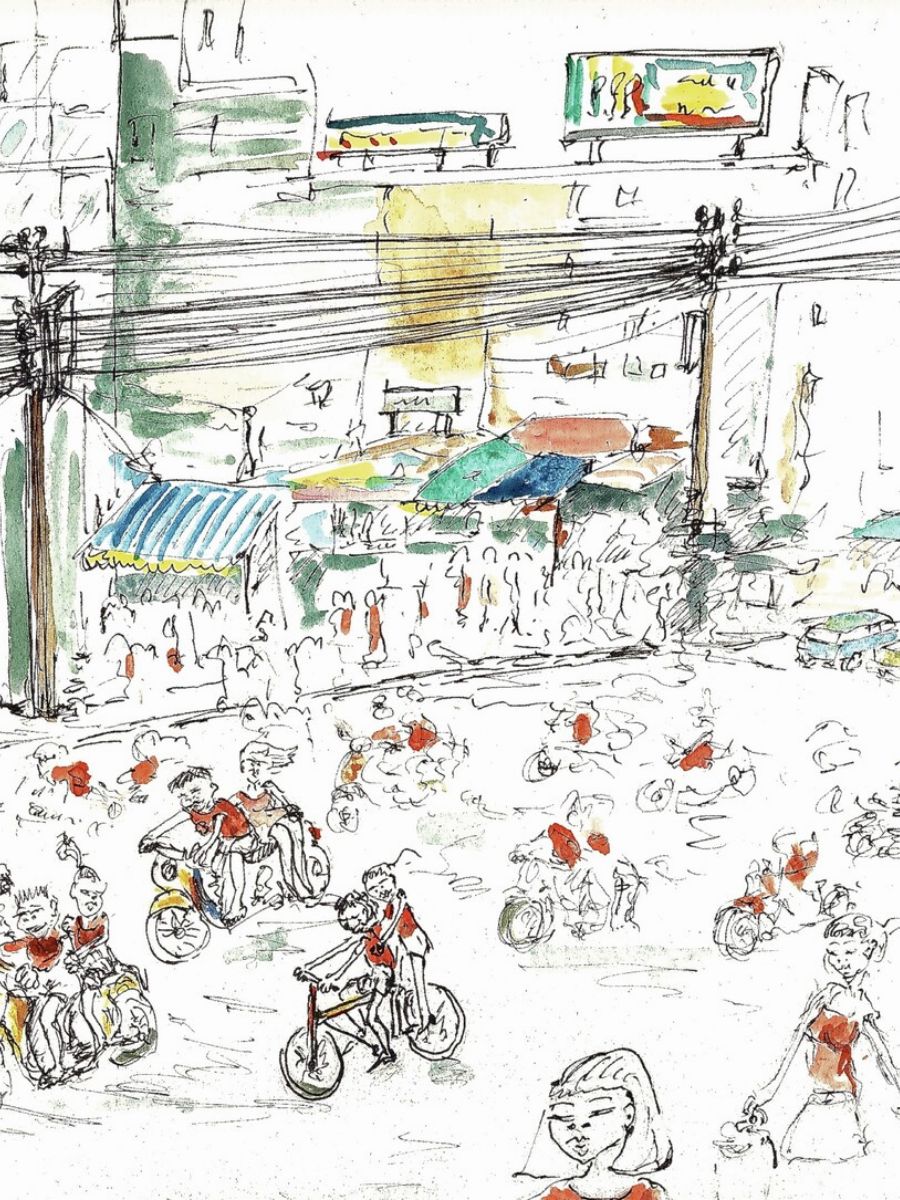 Bangkok Thaïlande manif 2013 gilet rouge